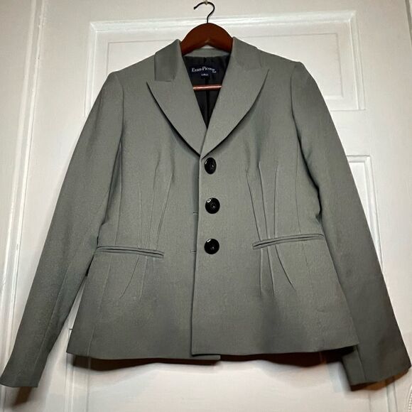 Evan Picone Suit Jacket w/ Shiny Gray Black Buttons - Picture 2 of 8